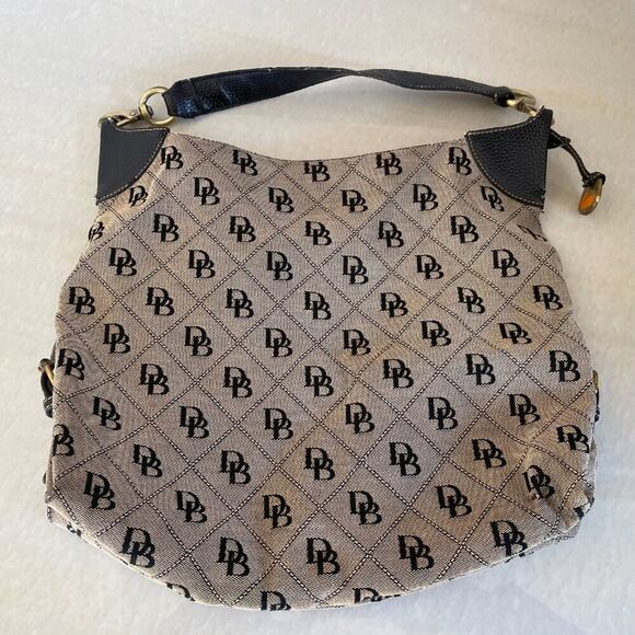 Dooney & Bourke Tan Signature Canvas Brown Leather Trim Bucket/Shoulder Bag - Picture 11 of 16